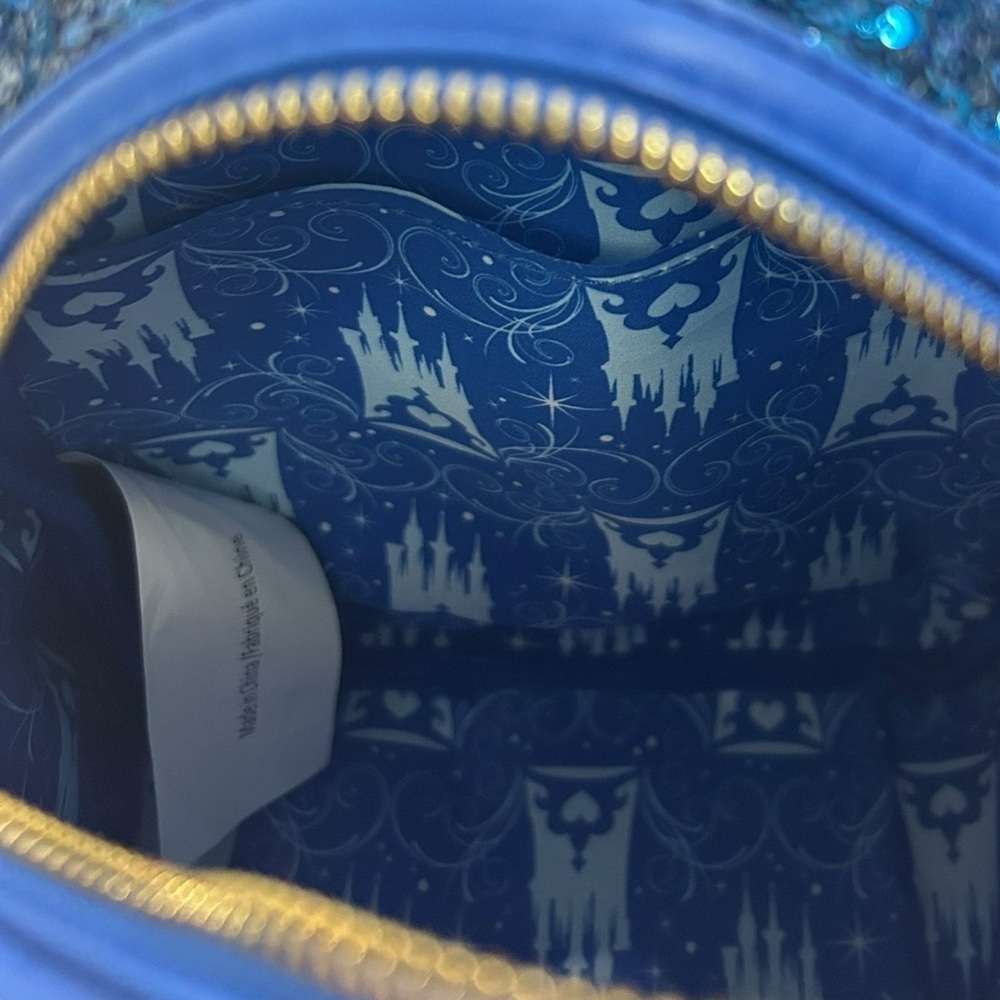 Loungefly Disney Blue Sequin Snow Globe Cinderella Mini Backpack Shoe Charm - Picture 8 of 13